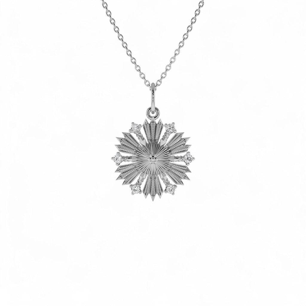 14k Unique Diamond Sunburst Charm - view 2