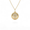 14k Diamond Sunburst Medallion Charm by Orlina Fine