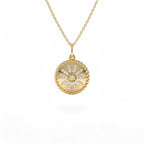 14k Diamond Sunburst Medallion Charm by Orlina Fine
