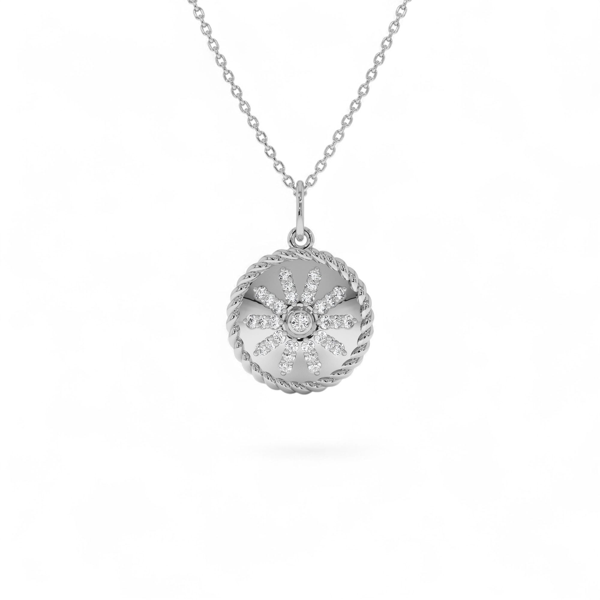 14k Diamond Sunburst Medallion Charm - view 2