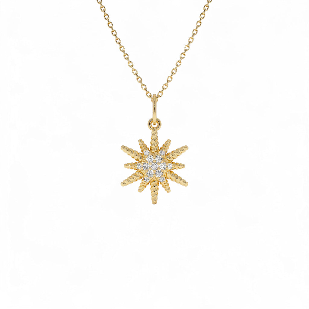 14k Twisted Gold Diamond Starburst Charm by Orlina Fine