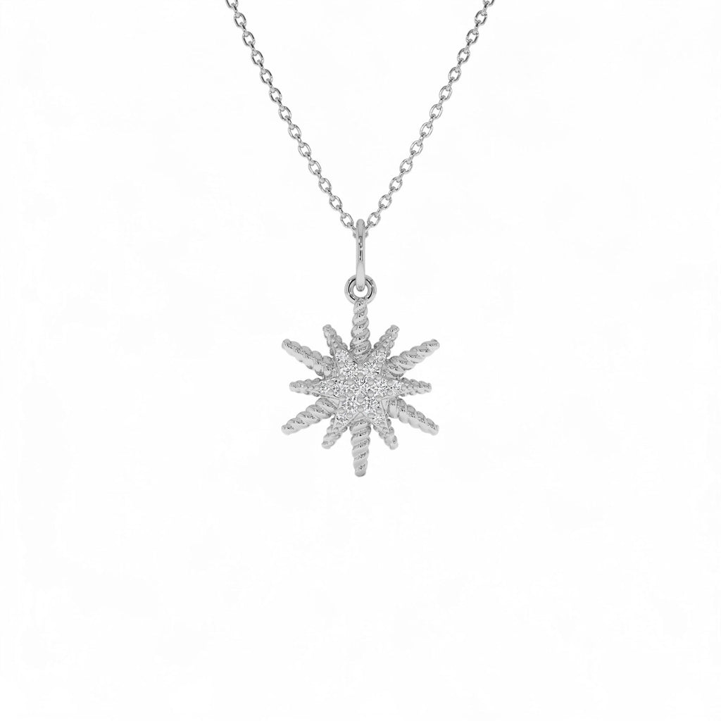 14k Twisted Gold Diamond Starburst Charm - view 2