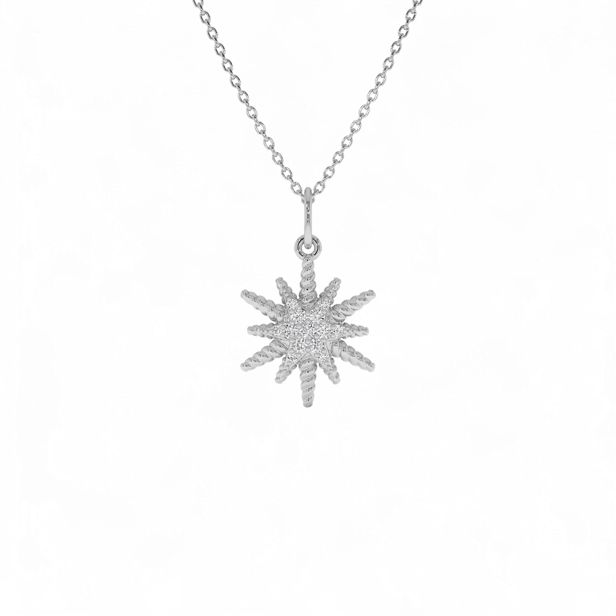 14k Twisted Gold Diamond Starburst Charm - view 2