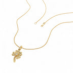 14k Four Leaf Clover Charm with a Diamond - view 3