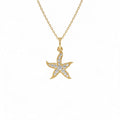 14k Starfish Charm Necklace with Diamonds by Orlina Fine