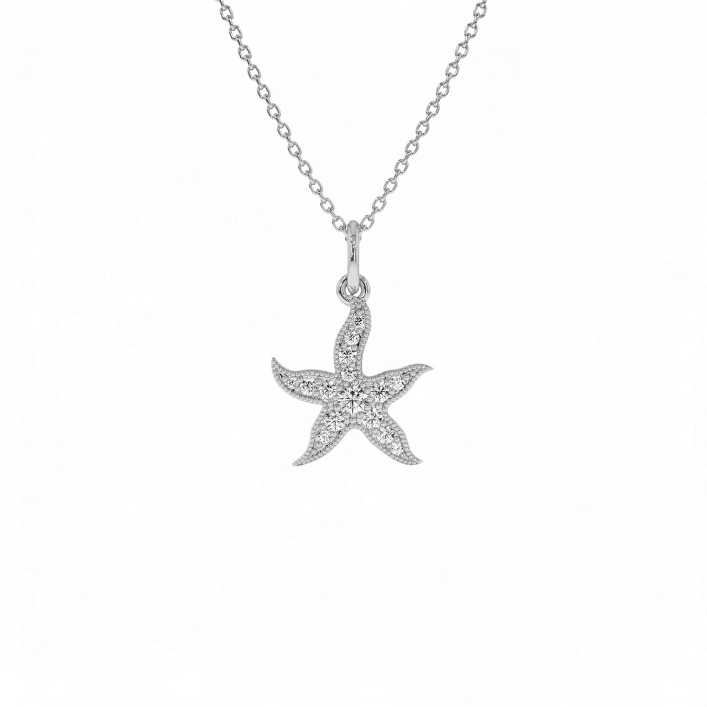 14k Starfish Charm Necklace with Diamonds - view 2