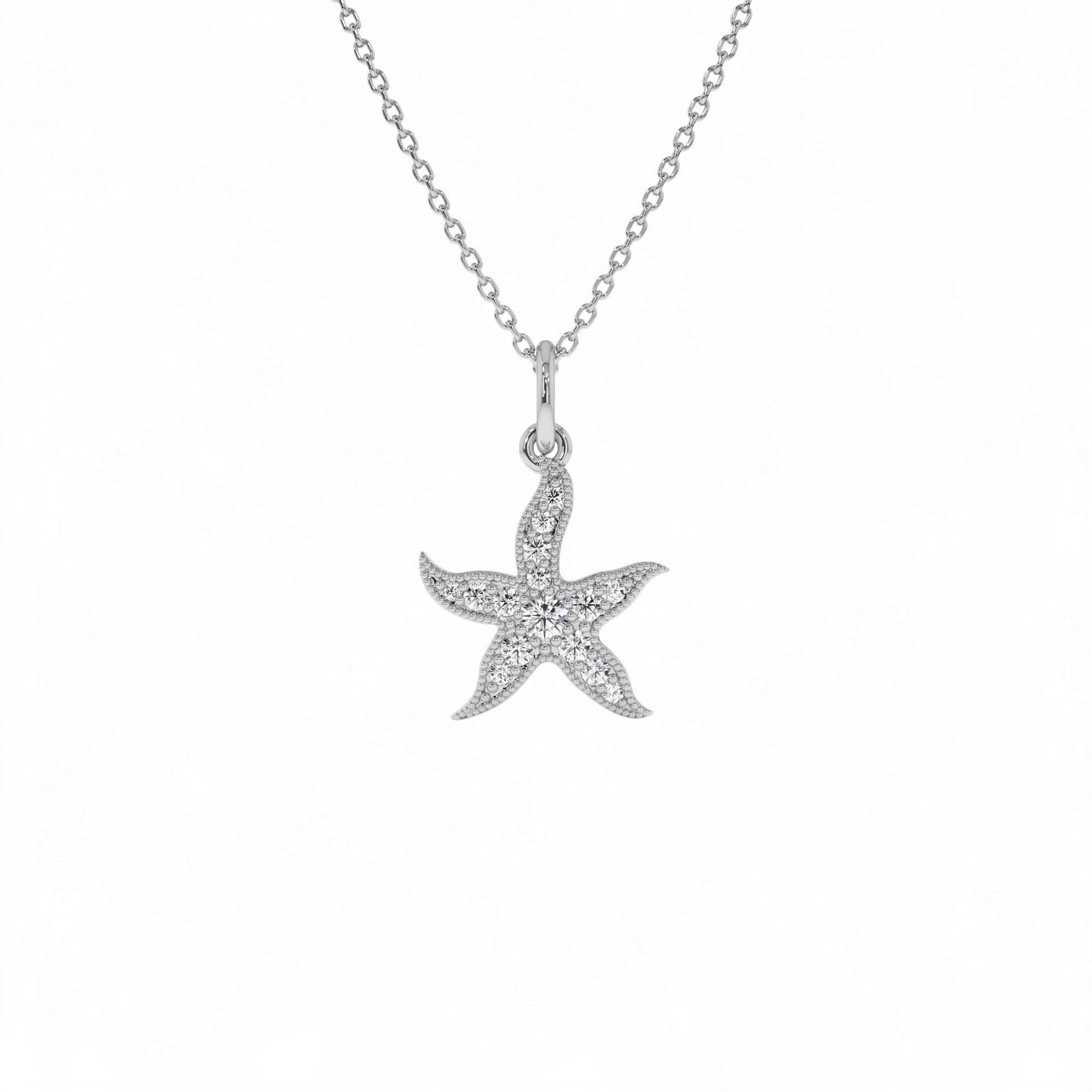 14k Starfish Charm Necklace with Diamonds - view 2