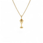 14k Martini Glass Charm Necklace with a Diamond by Orlina Fine