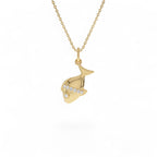 14k Fish Charm Necklace with a Diamond by Orlina Fine