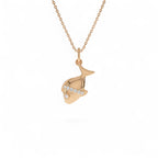 14k Fish Charm Necklace with a Diamond - view 3
