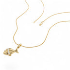 14k Fish Charm Necklace with a Diamond - view 4
