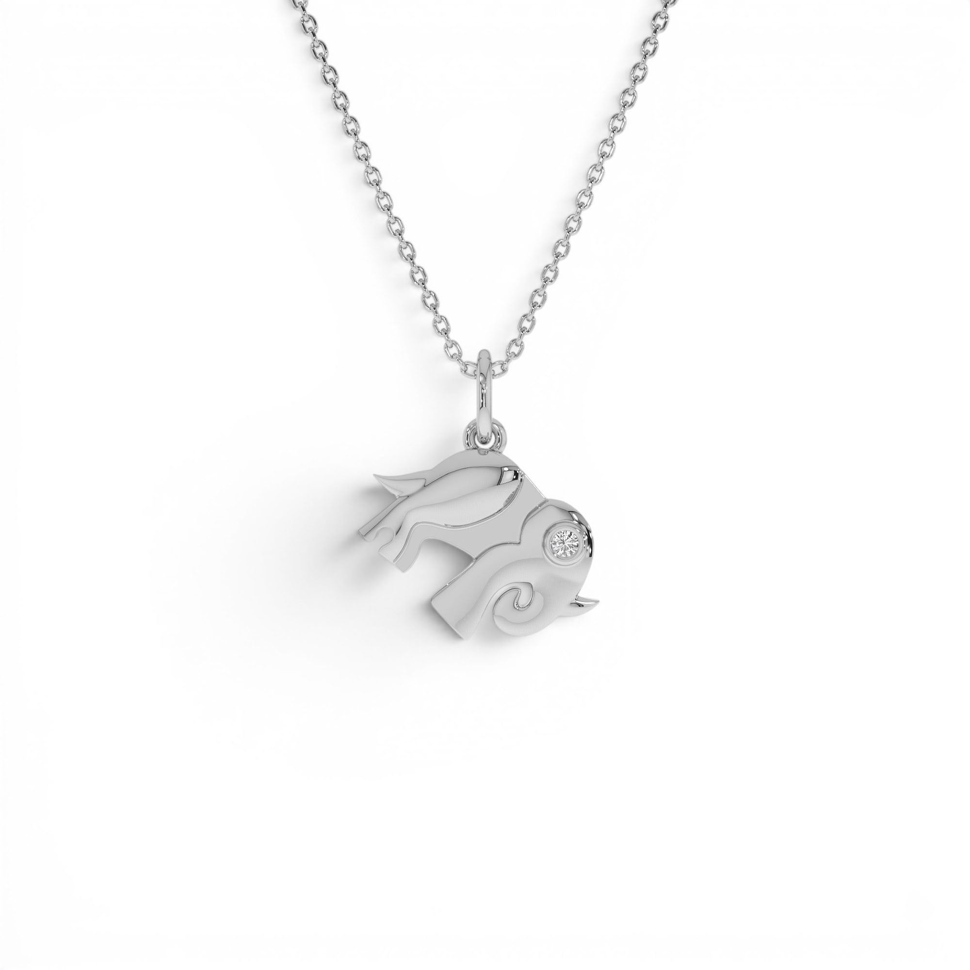 14k Lucky Elephant Charm Necklace with a Diamond - view 2