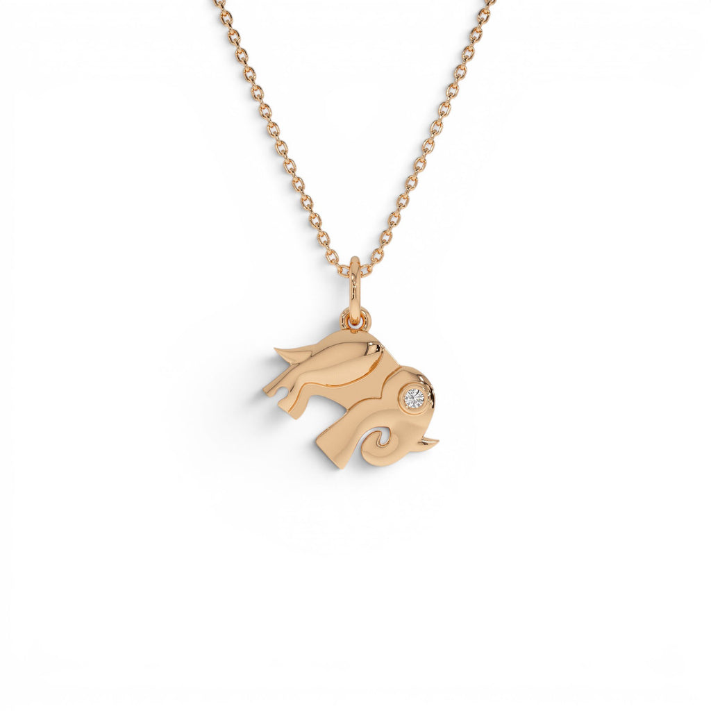 14k Lucky Elephant Charm Necklace with a Diamond - view 3