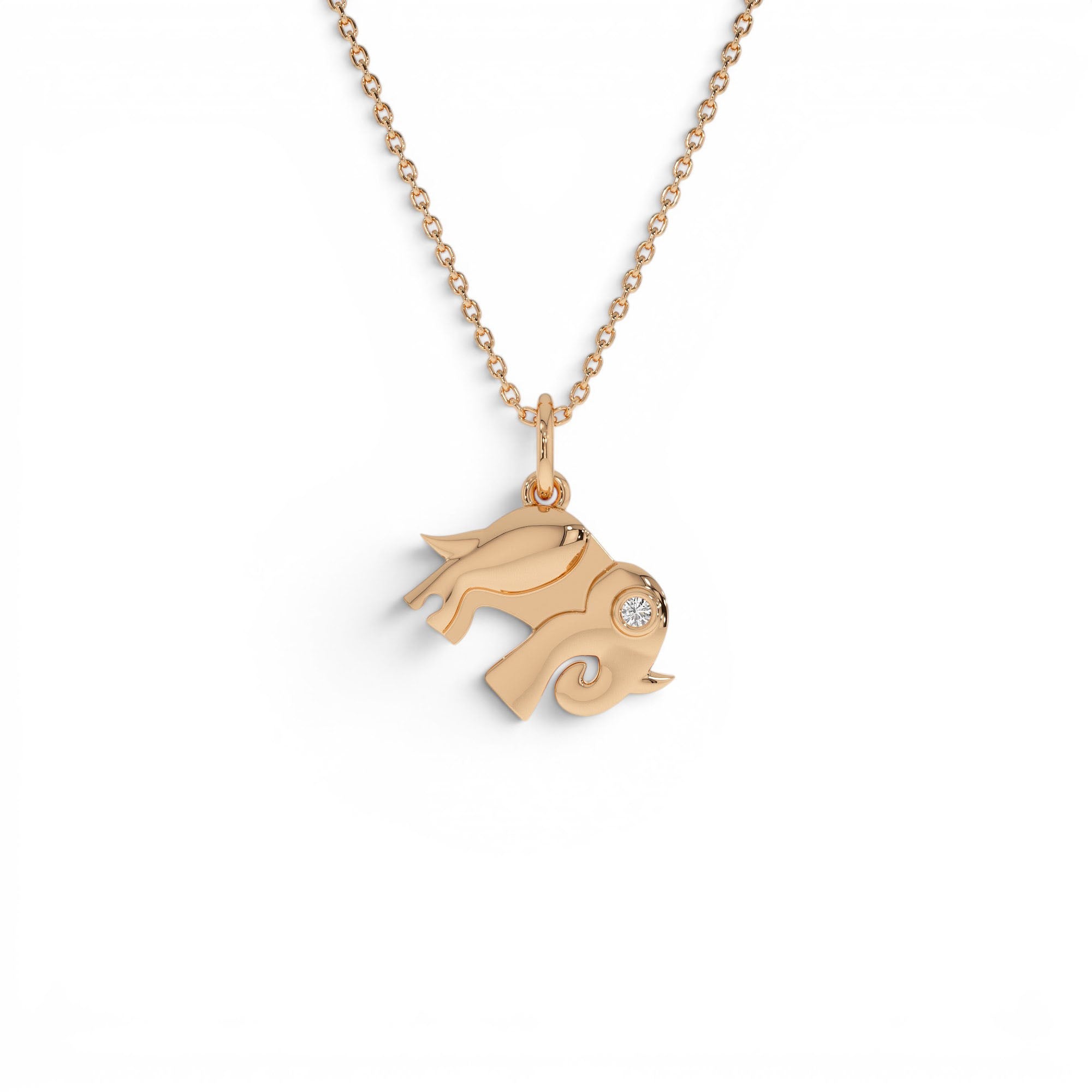 14k Lucky Elephant Charm Necklace with a Diamond - view 3