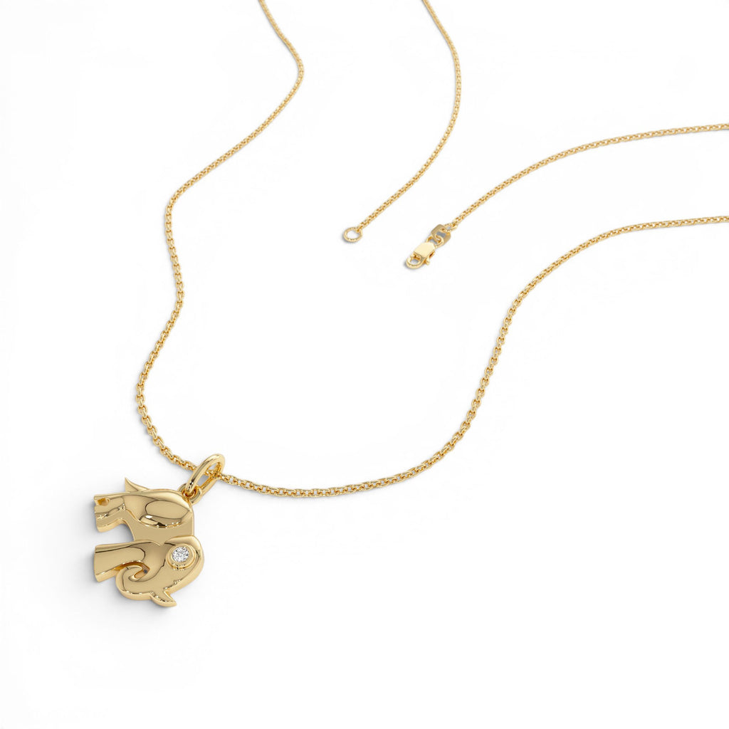 14k Lucky Elephant Charm Necklace with a Diamond - view 4