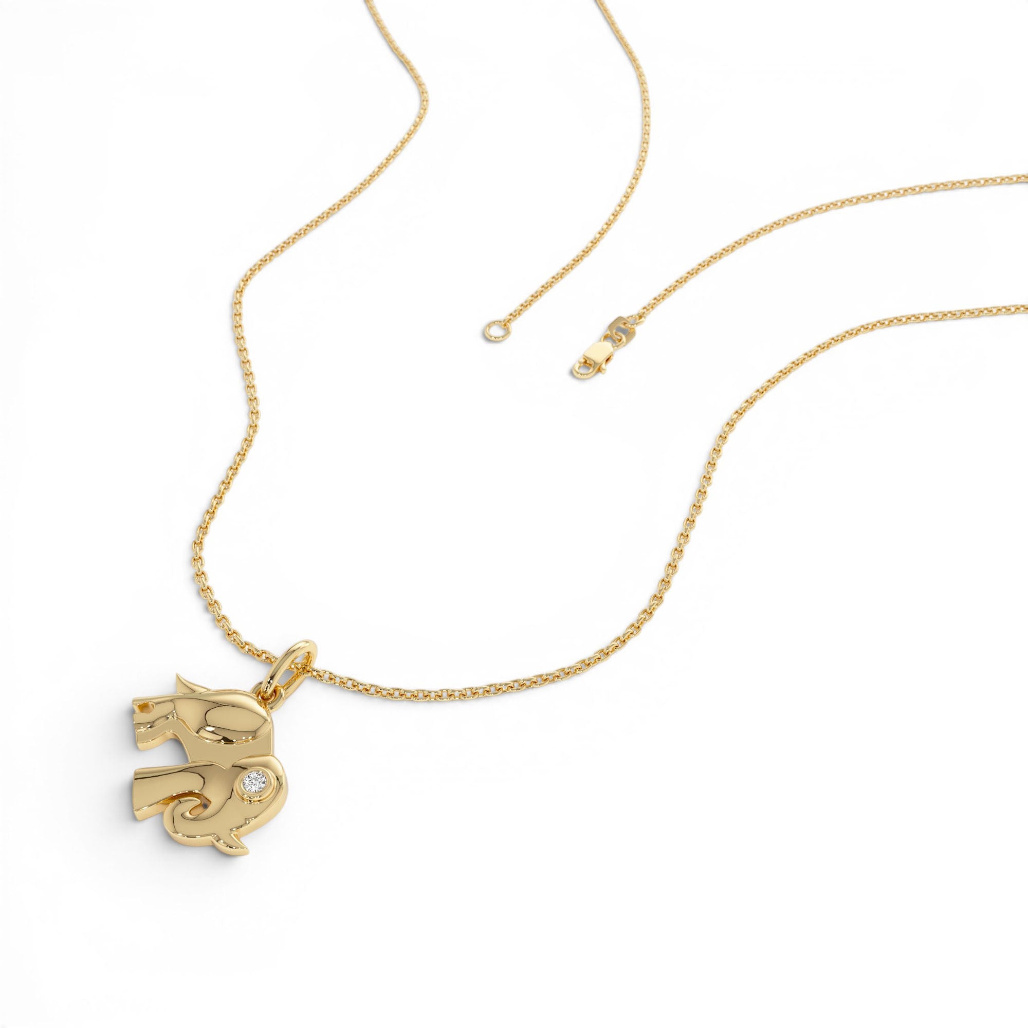 14k Lucky Elephant Charm Necklace with a Diamond - view 4
