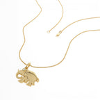 14k Elephant Charm Necklace with Natural Diamond - view 3