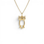 14k Owl Charm Necklace with Diamonds by Orlina Fine