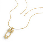 14k Owl Charm Necklace with Diamonds - view 3