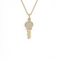 14k Gold Pavé Diamond Key Charm Necklace by Orlina Fine
