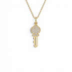 14k Gold Pavé Diamond Key Charm Necklace by Orlina Fine