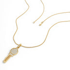 14k Gold Pavé Diamond Key Charm Necklace - view 3