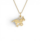 14k Diamond Horse Charm Necklace by Orlina Fine
