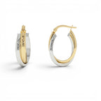 14k Mixed Metal Oval Gold Hoop Earrings 16MM - view 2