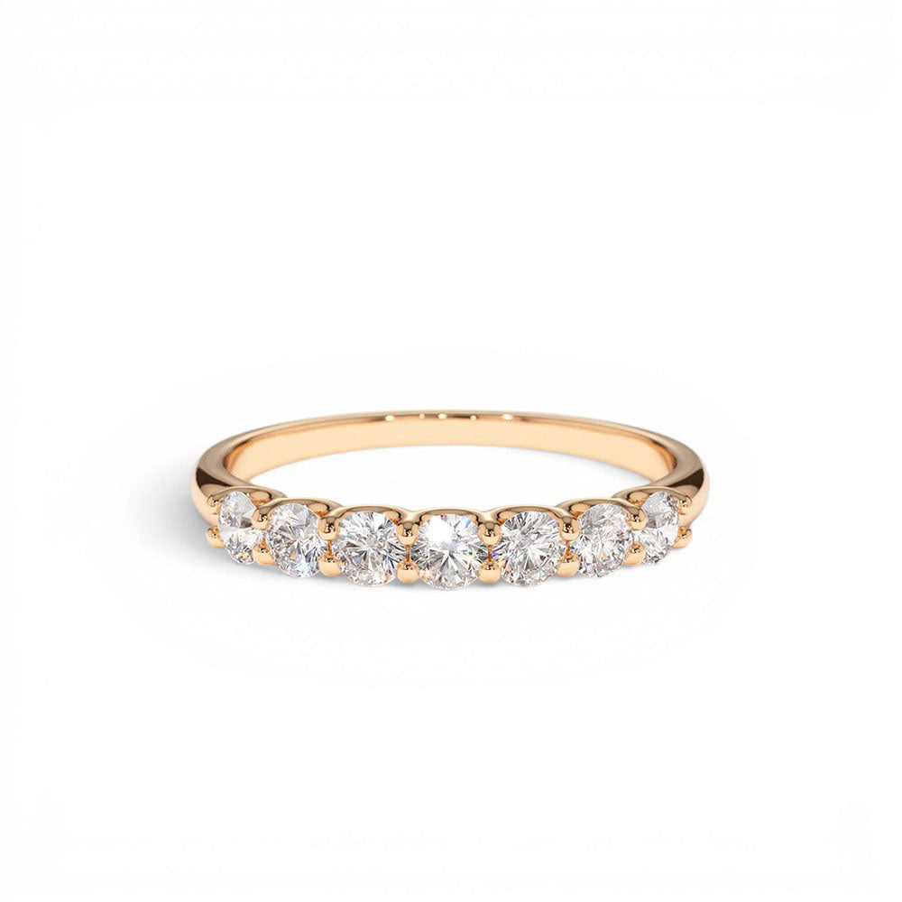 14K 7 Stone U-Shaped Diamond Wedding Band - view 3