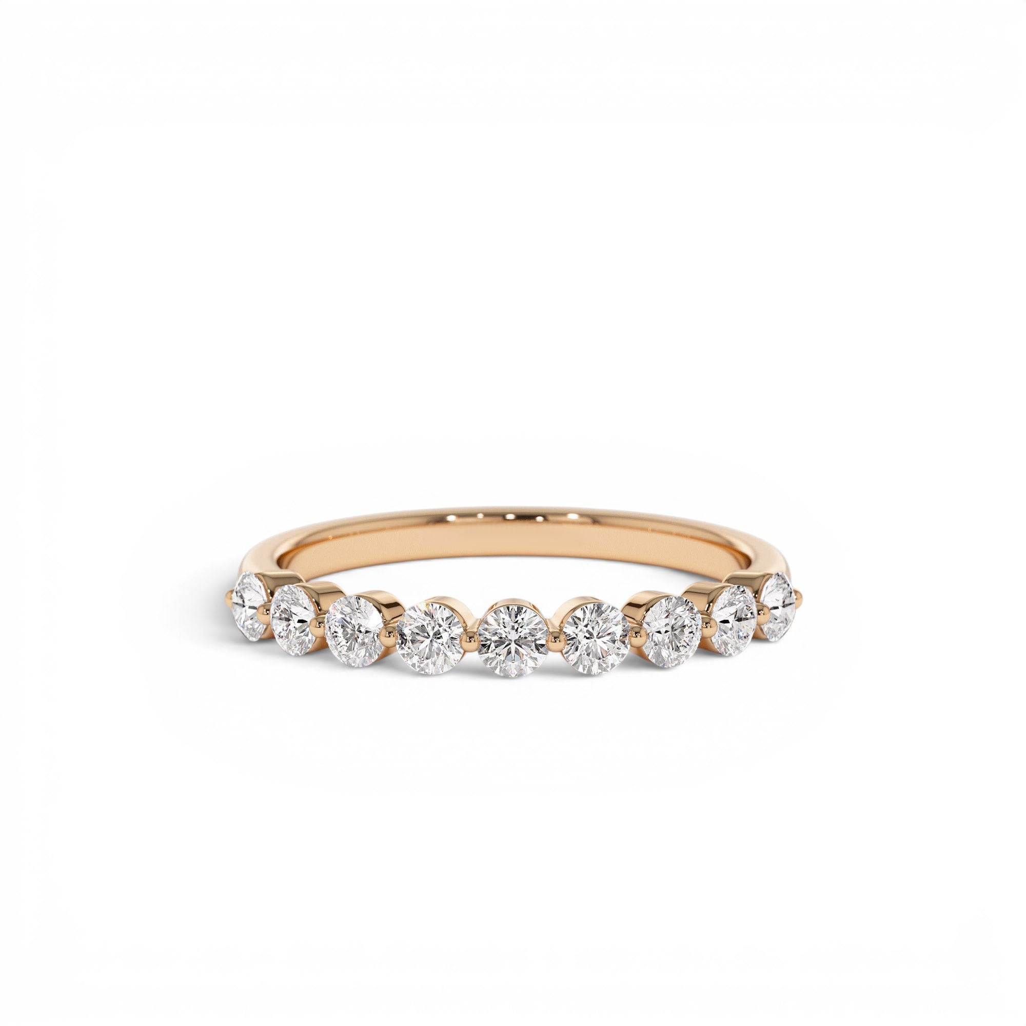 0.55ctw 14K Nine Stone Shared Prong Lab Grown Diamond Wedding Band - view 2