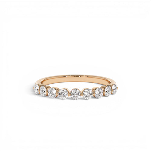 14K 0.55ctw 9 Stone Shared Prong Diamond Wedding Band - view 2