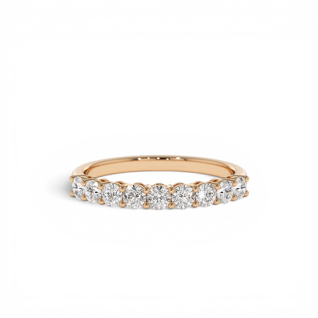 14K 0.55ctw 9 Stone Basket Setting Diamond Wedding Ring - view 2