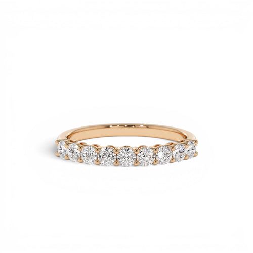14K 0.55ctw 9 Stone Basket Setting Diamond Wedding Ring - view 2