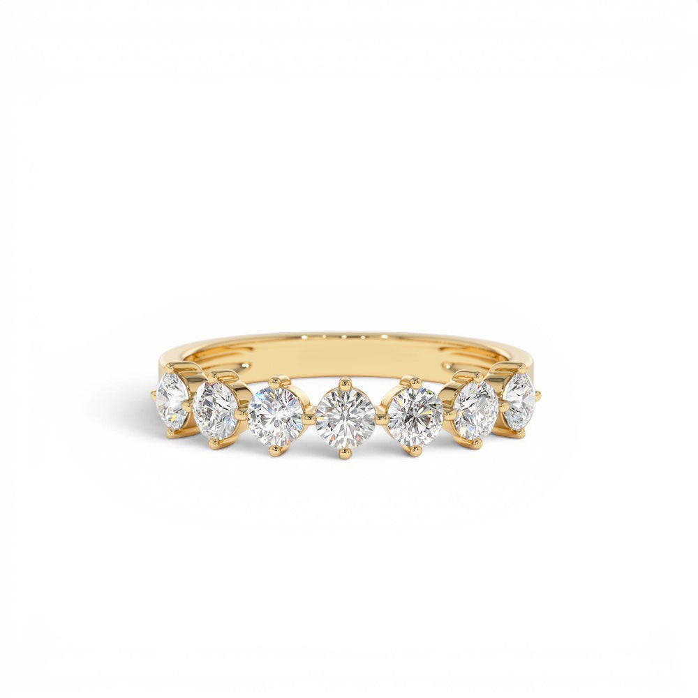14K 7 Stone Prong Setting Diamond Wedding Band 0.70 CTW by Orlina Fine