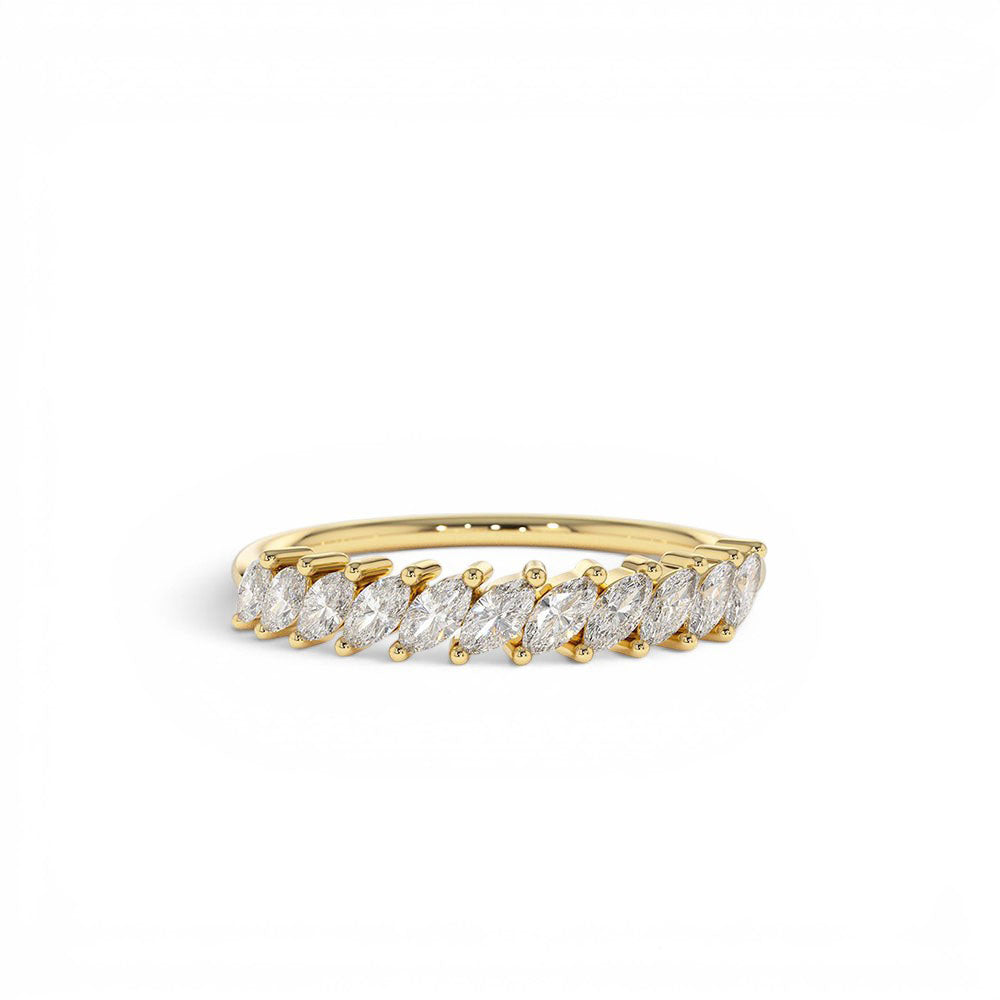 14K Gold Domino Marquise Wedding Band by Orlina Fine
