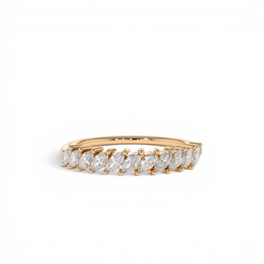 14K Gold Domino Marquise Wedding Band - view 3