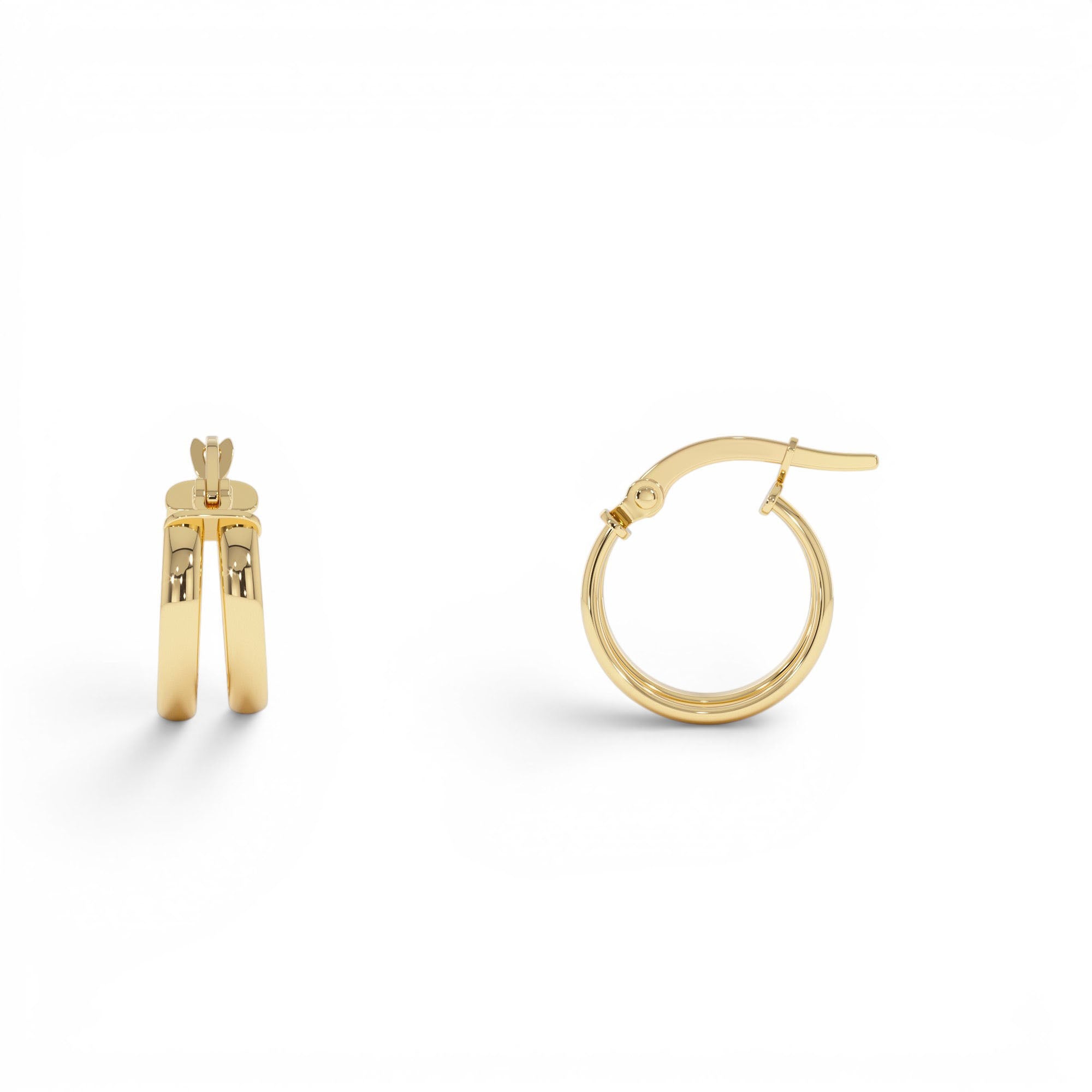 14k Small Two Row Hoop Earrings - view 2