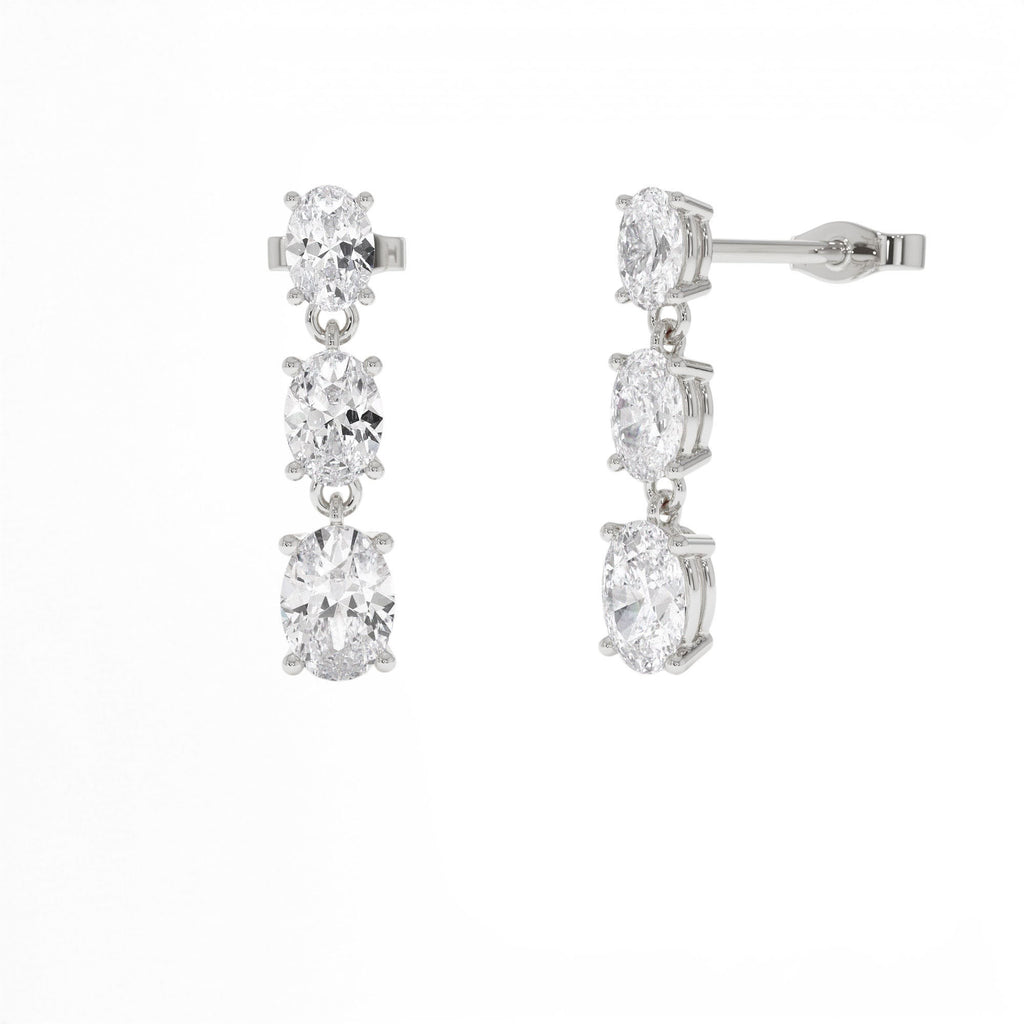 2.00 CTW 14K Oval Shape Lab Grown Diamond Dangling Earrings - view 2