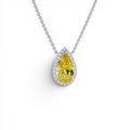 2.25 CTW 14K Pear Shaped Fancy Intense Yellow Lab Grown Diamond Necklace by Orlina Fine