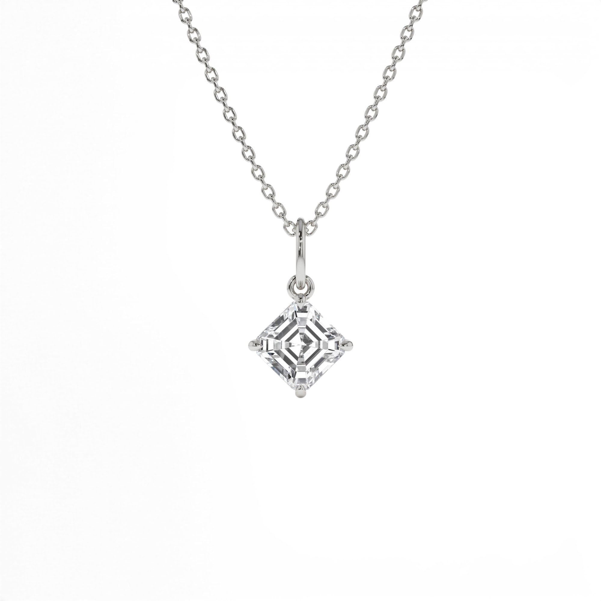 1.00 Ctw 14k Asscher Cut Lab Grown Diamond Classic Charm Necklace - view 2