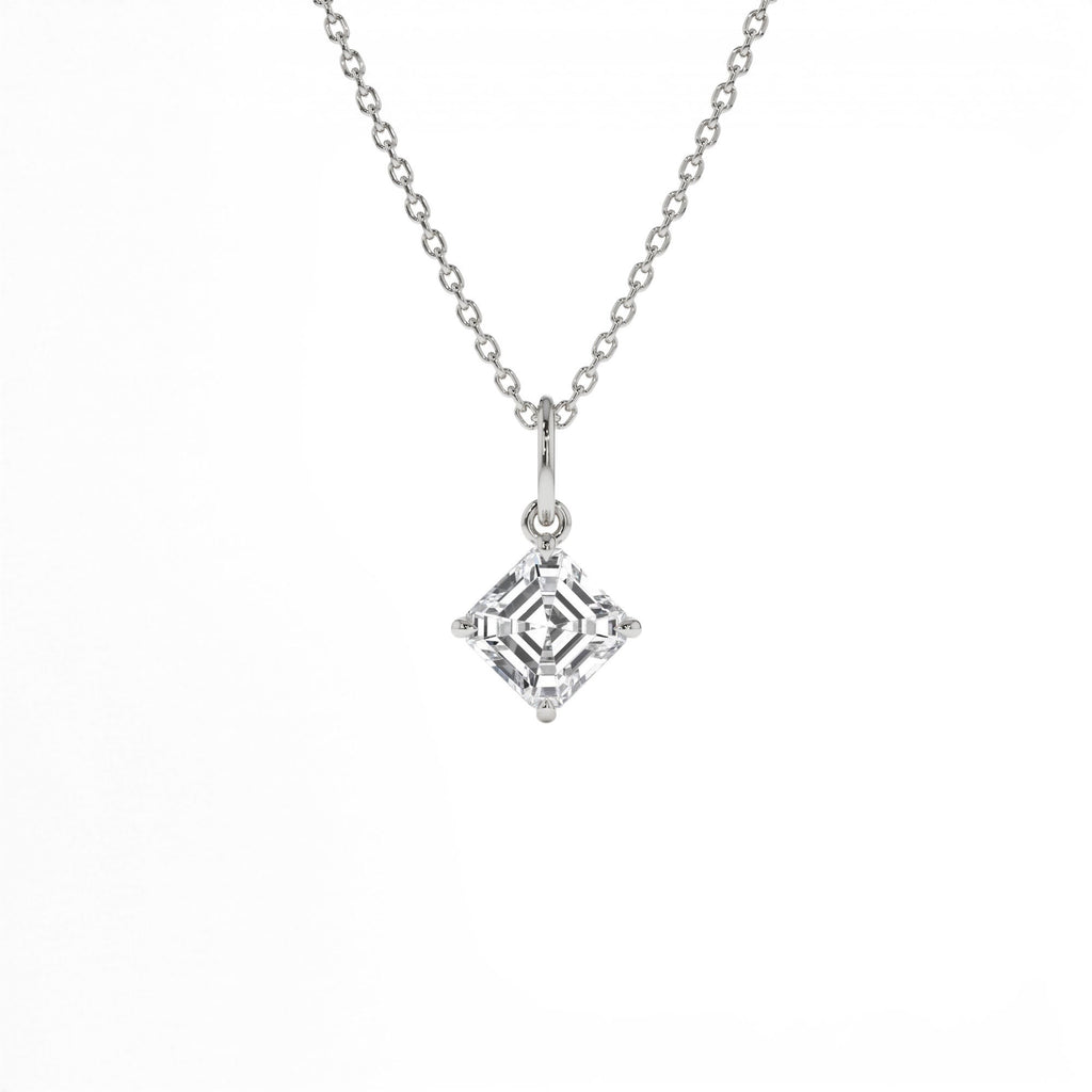 1.00 CTW 14K Asscher Cut Lab Grown Diamond Classic Charm Necklace - view 2