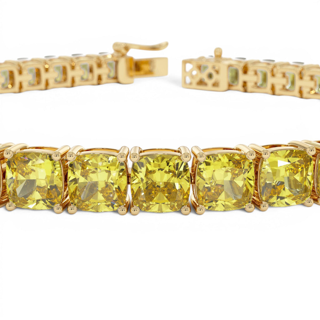 17.50 CTW 14K Lab Grown Cushion Cut Fancy Vivid Yellow Diamond Tennis Bracelet - view 2
