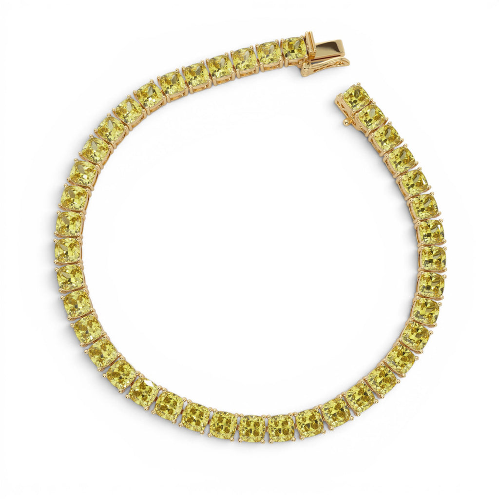 17.50 CTW 14K Lab Grown Cushion Cut Fancy Vivid Yellow Diamond Tennis Bracelet - view 3