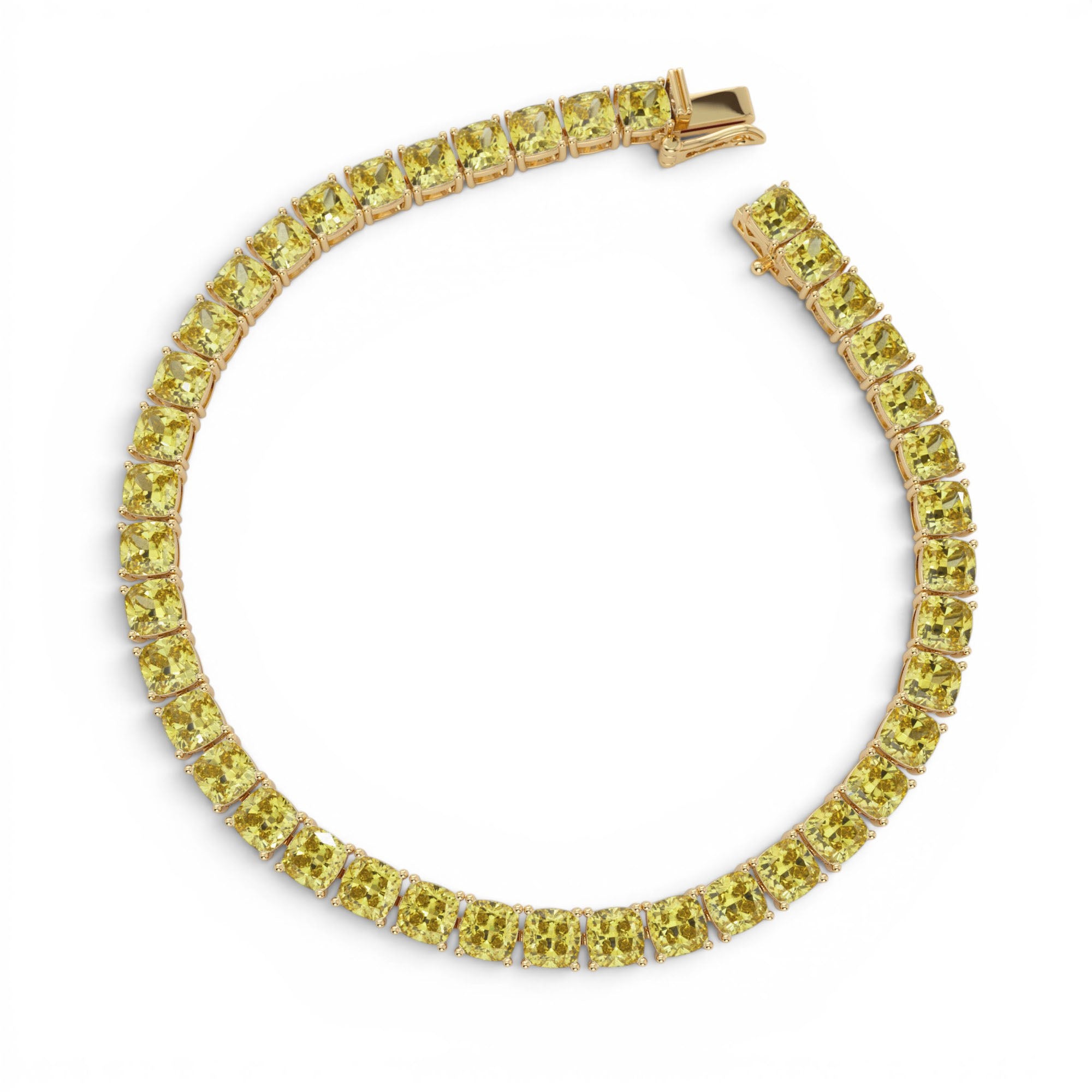 17.50 CTW 14K Lab Grown Cushion Cut Fancy Vivid Yellow Diamond Tennis Bracelet - view 3