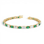 15.30 CTW 14K Lab Grown Colombian Emerald and Diamond Bracelet by Orlina Fine