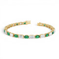 15.30 ctw 14k Lab Grown Colombian Emerald and Diamond Bracelet by Orlina Fine