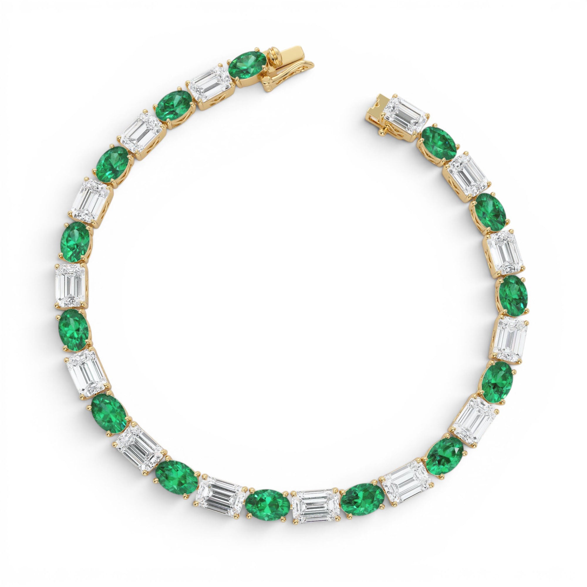 15.30 CTW 14K Lab Grown Colombian Emerald and Diamond Bracelet - view 3