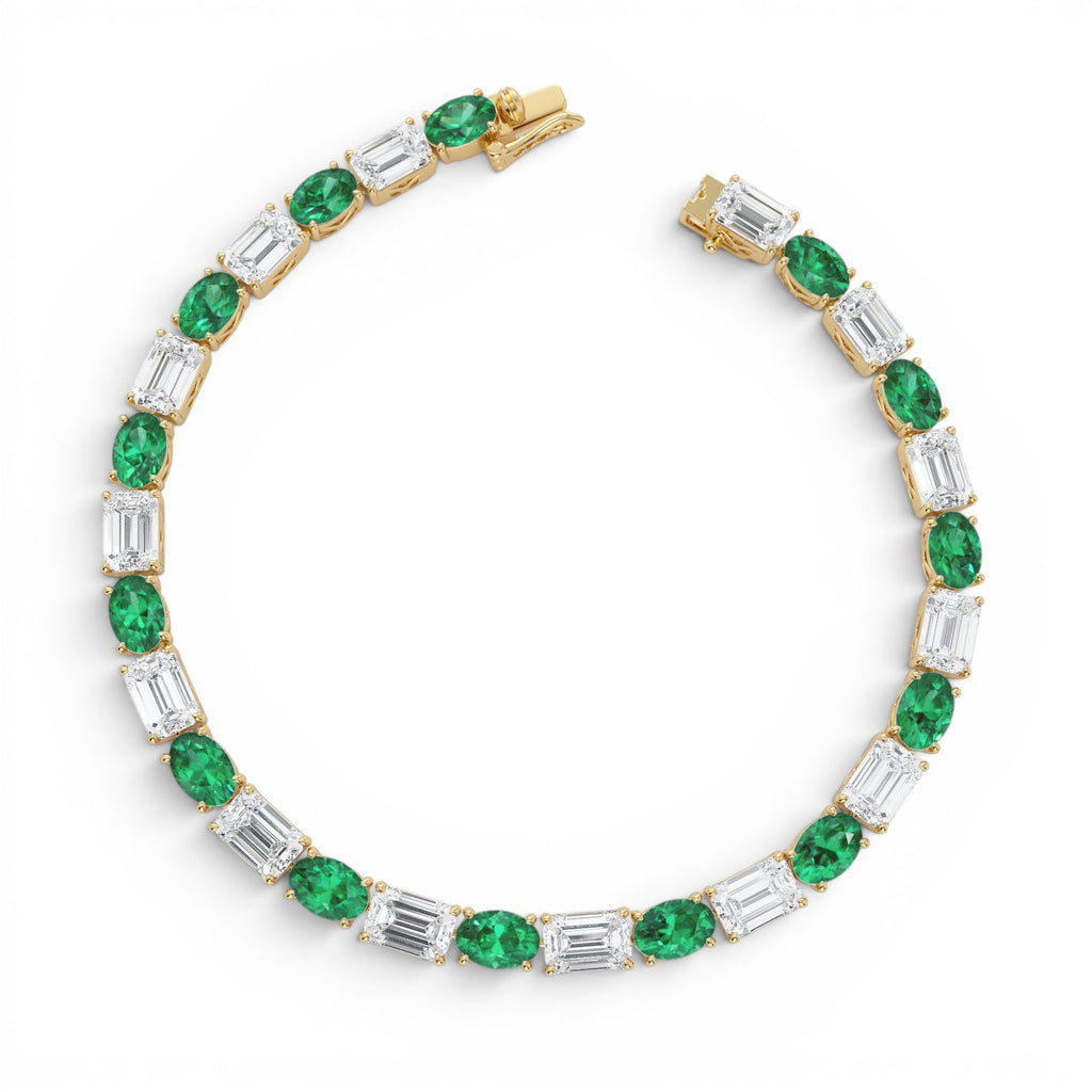 15.30 ctw 14k Lab Grown Colombian Emerald and Diamond Bracelet - view 3