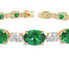 15.75 CTW 14K Lab Grown Colombian Oval Emerald and Oval Diamond Bracelet - view 3