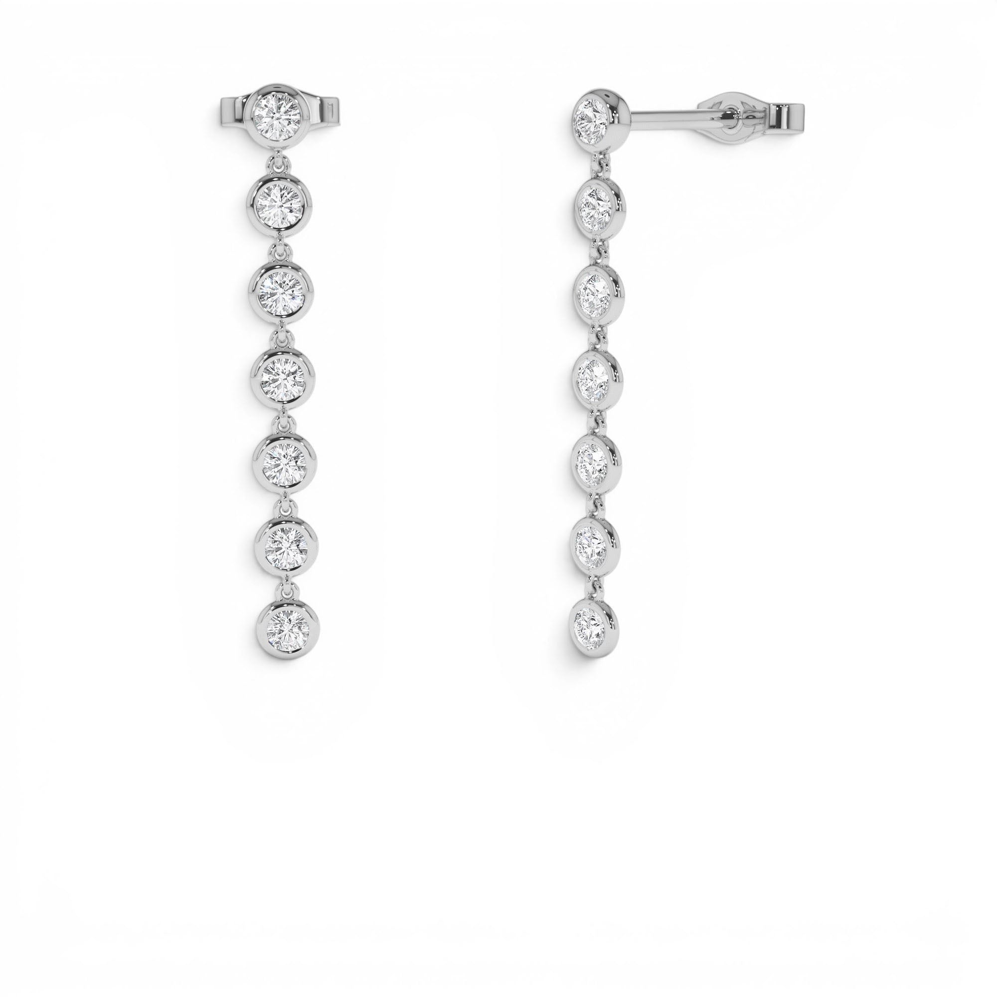 14k Long Diamond Drop Earrings - view 3